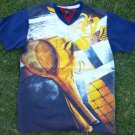 RICH YUNG Blue short sleeve V-neck T shirt Mens casual blue V-neck Tee L-2X
