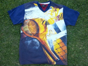 RICH YUNG Blue short sleeve V-neck T shirt Mens casual blue V-neck Tee L-2X
