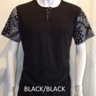 Black Black Bandana T-shirt Bandana Print henley T-shirt Mens henley Tee S-XL #4