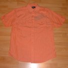 Mens short sleeve stripe button up shirt Peach M-XL