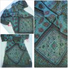 Womens Short sleeve Floral Print Dress Lady's Brown Aqua White casual dress XS