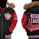 Womens Black Red Wool Negro League jacket Lady's Red Wool Negro League Jacket