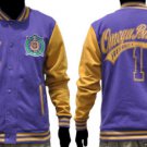 OMEGA PSI PHI Purple Gold fleece Jacket OMEGA PSI PHI PURPLE VARSITY JACKET M-5X