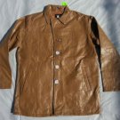 Tan leather long sleeve jacket Vintage style Quater Length leather jacket coat L