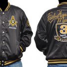 Masonic Masonary Satin Jacket Freemason Mason Black Satin Race Jacket M-5X