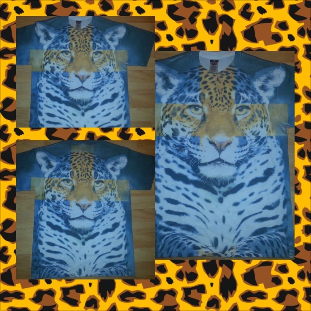 Mens Tiger Cheetah Print short sleeve T shirt Animal Print T-Shirt S-2X NEW