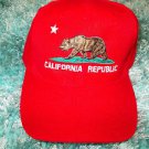 California Republic Red adjustable Baseball Hat Cap Golden State Bear Cap Hap