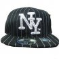Black White Pin Stripe Fitted Baseball Hat 7 3/4 New York  Fitted Baseball Cap