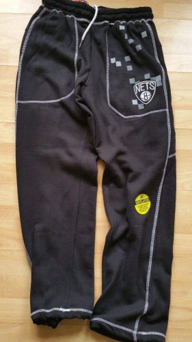 BROOKLYN NETS Black Zip Way warm up pants NBA BROOKLYN NET SHOOT AROUND SWEATS M