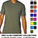 KHAKI SHORT SLEEVE V NECK T SHIRT by PRO CLUB COMFORT V NECK T SHIRT S-5X