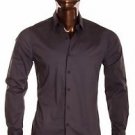 Gray long sleeve dress shirt Men's slim fit casual dress button up shirt S-2X