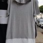GRAY WHITE SHORT SLEEVE ROUND T-SHIRT EXTENDED CURVED T-SHIRT w Zipper S-2X