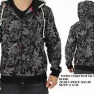 Men's black floral print Zip Up Hoodie Jacket Fashion Casual Hoody Jacket S-2X