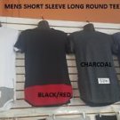 RED BLACK SLEEVE ROUND T-SHIRT EXTENDED CURVED HEM CASUAL w Zipper S-2X