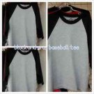 Heather Gray Black  Long sleeve baseball T shirt Heavyweight Raglan t-shirt S-2X
