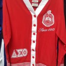 Delta Sigma Theta Sorority 1913 RED WHITE LIGHT CARDIGAN SWEATER OO-OOP #4