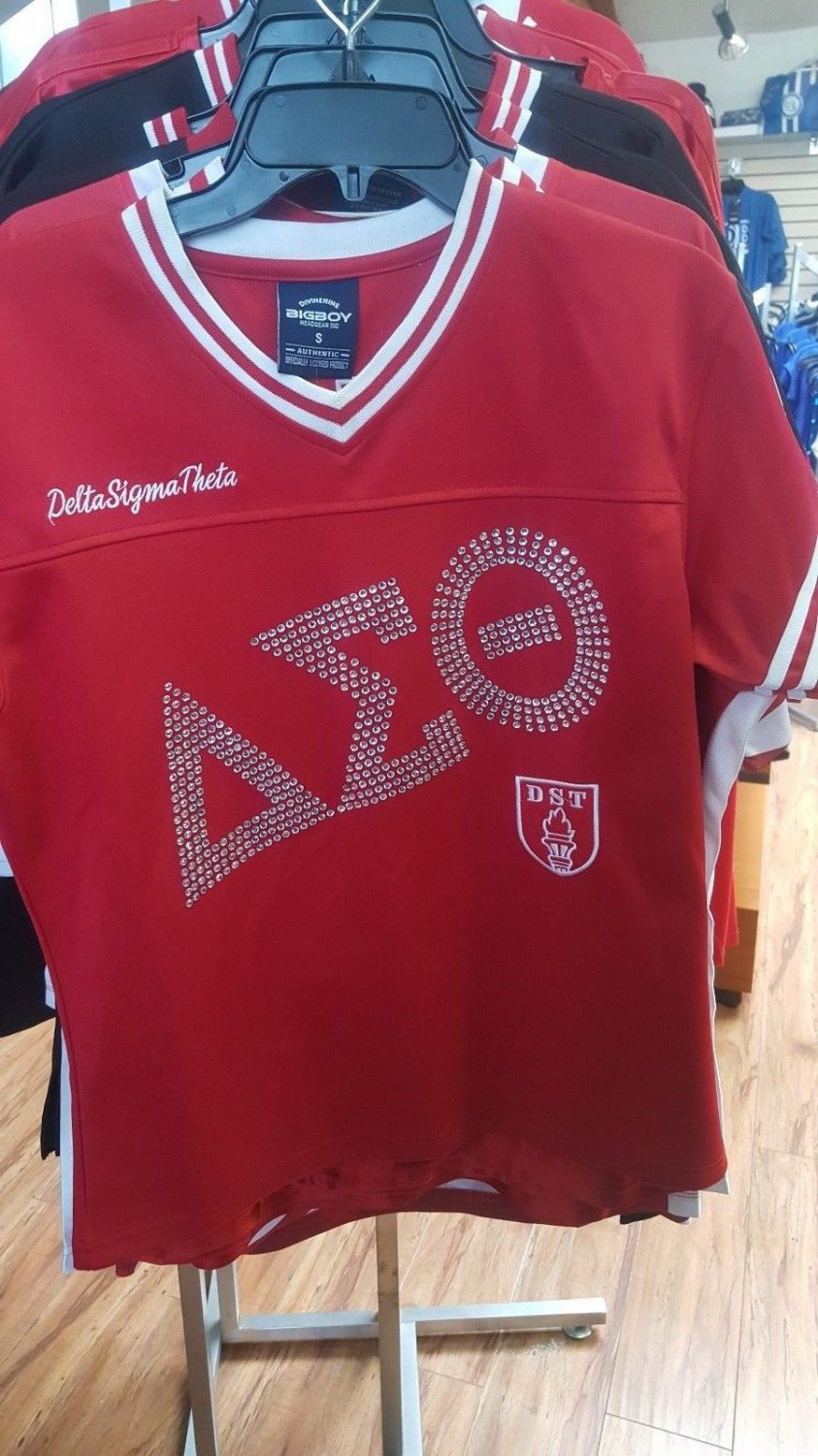 Delta Diva Delta Sigma Theta Football Jersey Sorority Red Bling Jersey DST