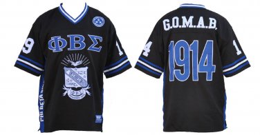 PHI BETA SIGMA FRATERNITY SHORT SLEEVE BLACK BLUE PHI BETA SIGMA FOOTBALL JERSEY