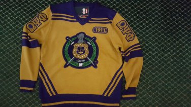 OMEGA PSI PHI FRATERNITY SWEATER GOLD V-NECK SWEATER HEAVYWEIGHT SWEATER 1911