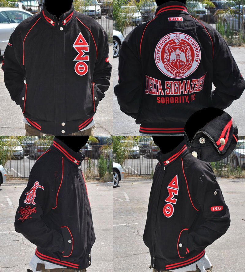 Delta Diva Twill Sorority Jacket DST 1913 BLACK DELTA SIGMA JACKET OOO ...