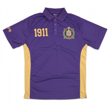 OMEGA PSI PHI  Fraternity Short Sleeve Polo Shirt PURPLE GOLD POLO SHIRT