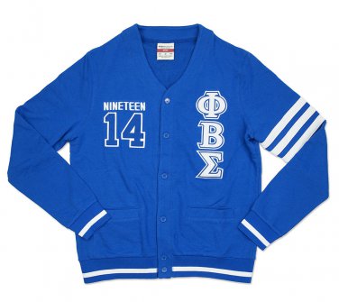 PHI BETA SIGMA FRATERNITY CARDIGAN SWEATER GOMAB 1914 WHITE BLUE CARDIGAN TOP