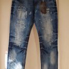 Mens distressed blue denim Jean Pants Ripped Denim Jean Pants 30W-44W