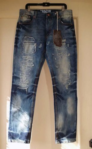 Mens distressed blue denim Jean Pants Ripped Denim Jean Pants 30W-44W
