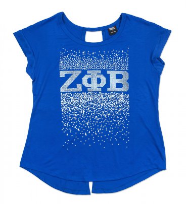 ZETA PHI BETA SORORITY T-SHIRT BLUE SHORT SLEEVE BLING T-SHIRT CASUAL BLOUSE