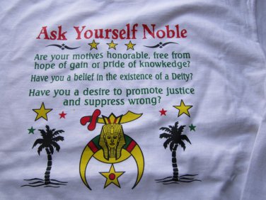 Masonic Freemason Noble Shriner's short sleeve T-shirt White Shriner T- shirt