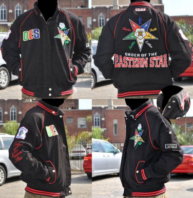 Order of the Eastern Star Race Jacket O.E.S Black Twill Race Jacket MASON JACKET