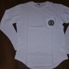 OMEGA PSI PHI FRATERNITY LONG SLEEVE POCKET T-SHIRT WHITE EXTENDED ROUND CURVED