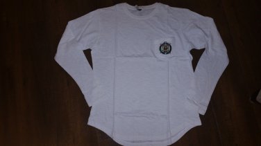 OMEGA PSI PHI FRATERNITY LONG SLEEVE POCKET T-SHIRT WHITE EXTENDED ROUND CURVED