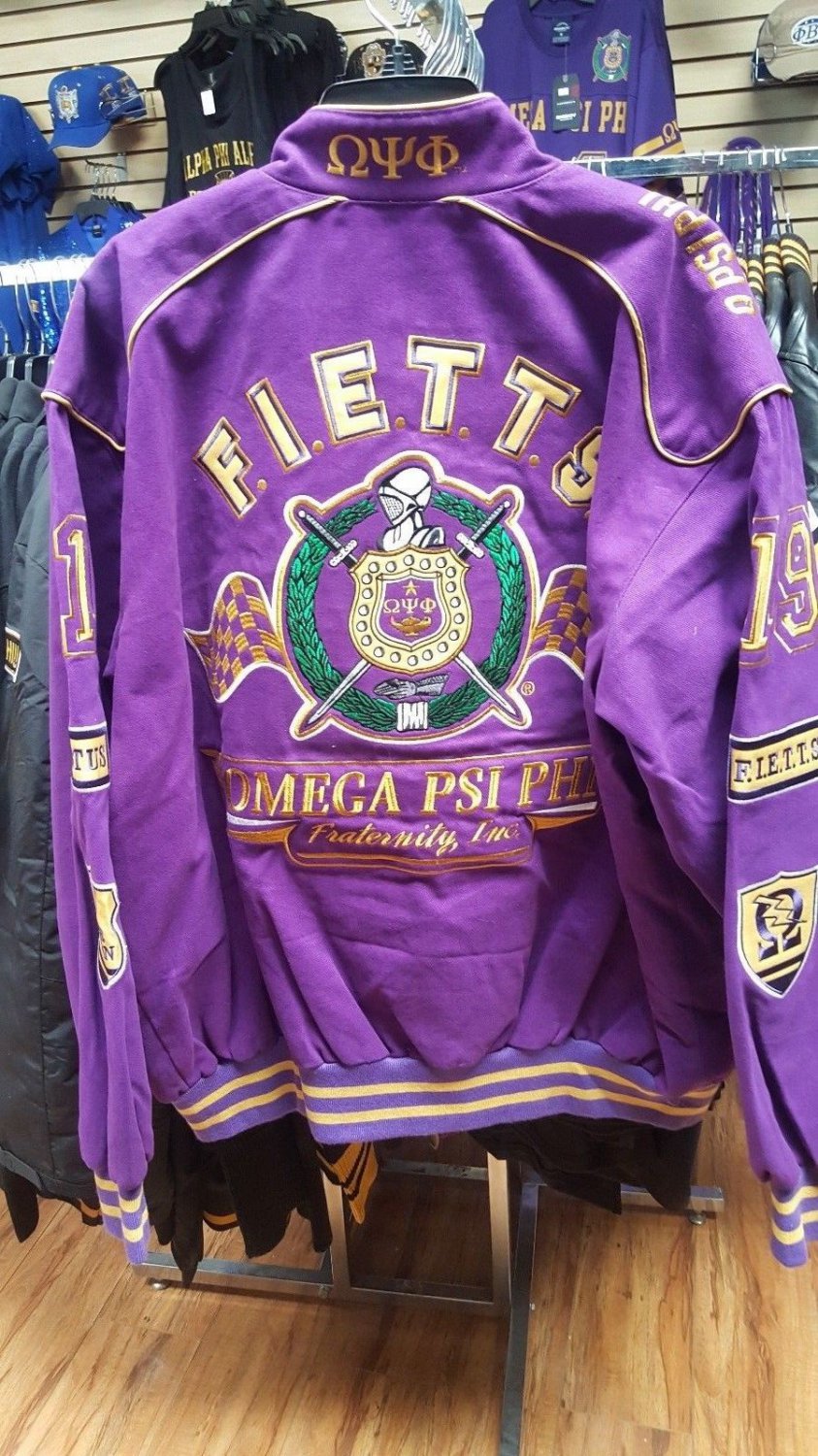 Omega Psi Phi Fraternity Jacket Q Dog Purple Gold Race Jacket Coat Q PSI PHI #2