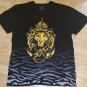 Mens Black short sleeve T shirt Black Gold Lion Print short sleeve T-Shirt L