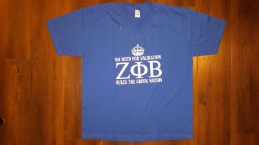 ZETA PHI BETA SORORITY T-SHIRT BLUE 1920 Z-PHI-B V- NECK T-SHIRT ZETA V-NECK