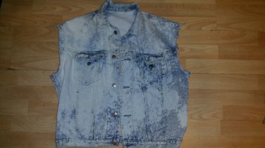 Sleeveless denim jean vest Bleach Wash Distressed Denim jean Vest Jacket M-2X