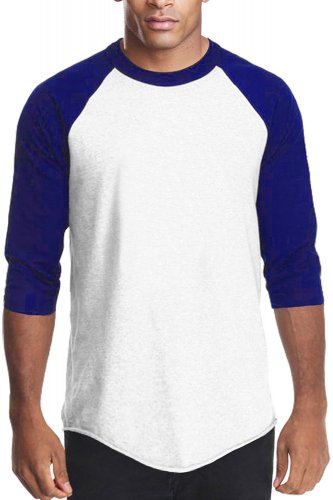 White Navy Blue Long sleeve baseball T shirt Men's Raglan baseball T-shirt  Pro5