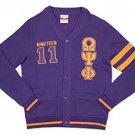 OMEGA PSI PHI FRATERNITY CARDIGAN SWEATER Q-DOG PURPLE GOLD SWEATER SOBAT