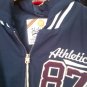 Blue White Varsity style hoodie jacket Men's zip up Letterman Hoodie Jacket XL