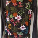 GRAY LONG SLEEVE FLORAL PRINT MONOGRAM T-SHIRT MENS GRAY LONG SLEEVE TEE M-L