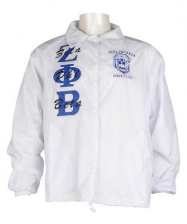 Zeta Phi Beta Sorority Line Jacket White Zeta Phi Beta Crossing Line Jacket S-4X