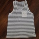 White Gray Stripe tank top T- shirt Men's Casual Fashion Tank Top shirt  XL