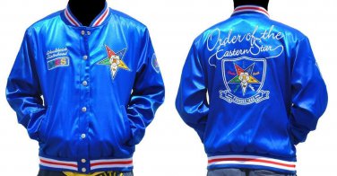 Order Of the Eastern Star Jacket Blue OES 1850 Masonic Mason Satin Jacket LARGE