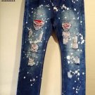 distressed blue denim Jean Pants Mens Ripped Denim Jean Pants 30W-44W #1