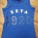 ZETA PHI BETA SORORITY TANK TOP BLUE Z-PHI-B SLEEVELESS RACERBACK TANK TOP