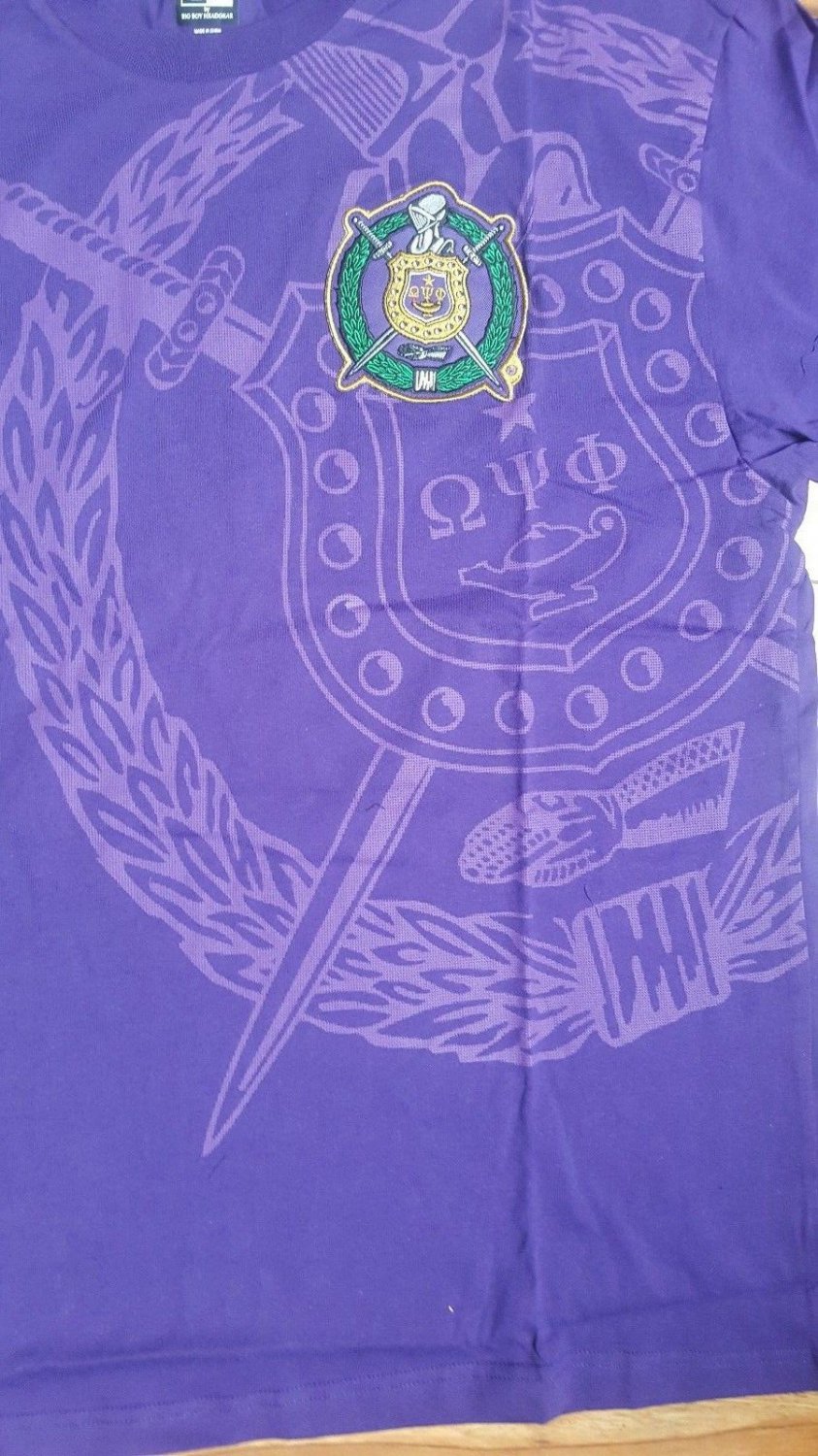 Omega Psi Phi Fraternity Short Sleeve Crest Logo Shirt Top T Shirt Q