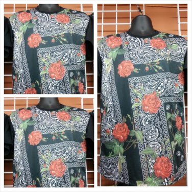 Rose Floral Sublimation short sleeve T shirt Bandanna Print short sleeve tee SM