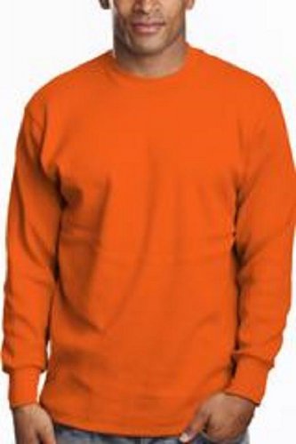 ORANGE LONG SLEEVE T SHIRT HEAVY WEIGHT CREW NECK T SHIRT PRO5 S-7X 6 PACK