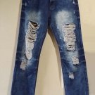 Men's distressed blue denim Jean Pants Ripped Denim Jean Pants 30W-44W #2